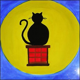 Katze am Kamin (Acryl)